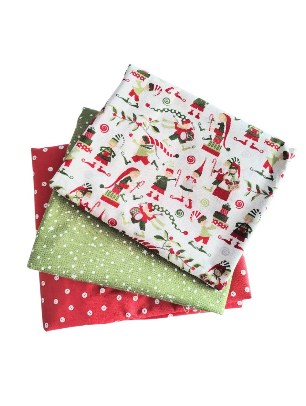 Naughty & Nice Riley Blake Christmas Quilting Fabric Elves Buttons Snowflakes